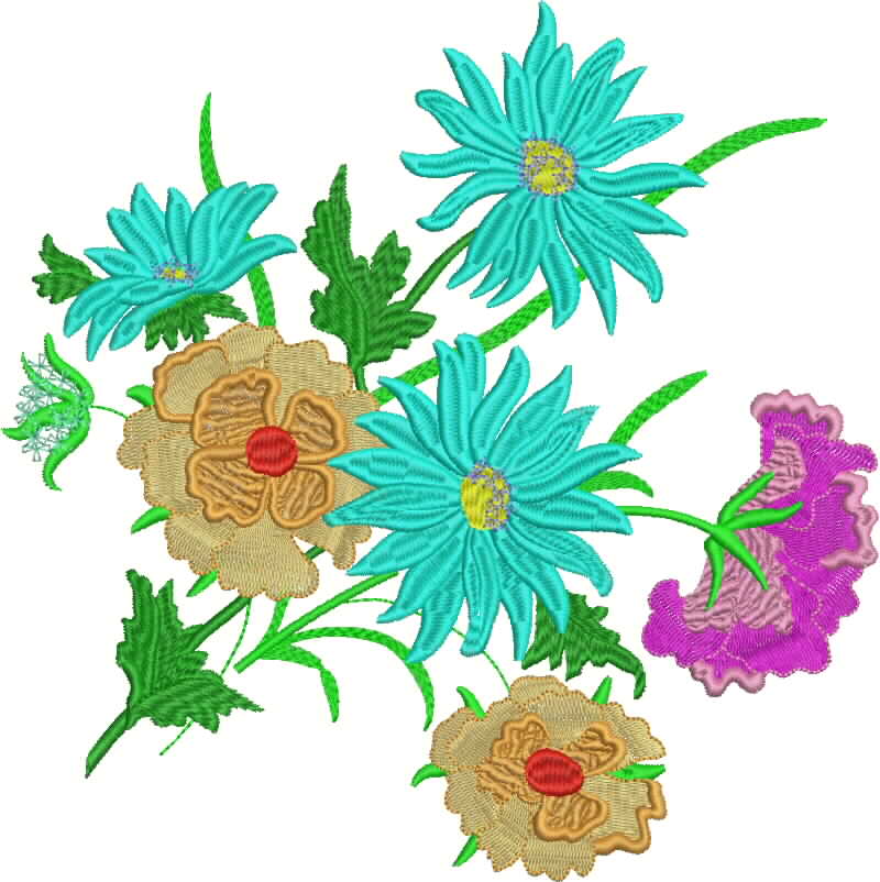 Floral Bouquet Embroidery Designs:- Large Bouquet of Mixed Flowers ...