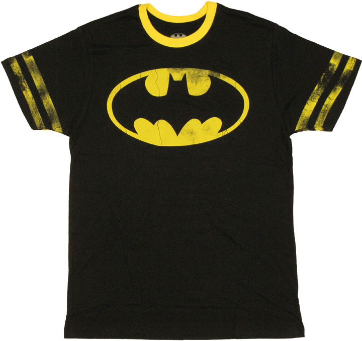 Batman Logo Stripes T Shirt Sheer