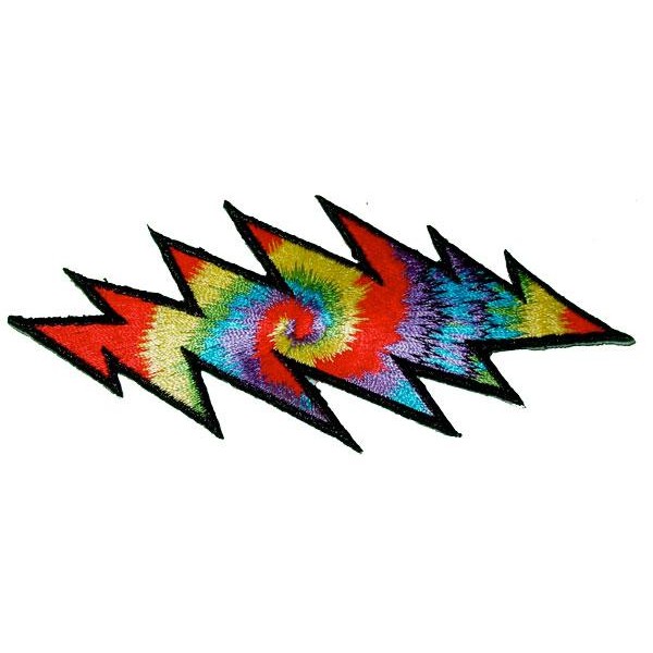 2"x4.75" Grateful Dead Tie-Dye Swirl Lightning Bolt Patch (MIN 3)