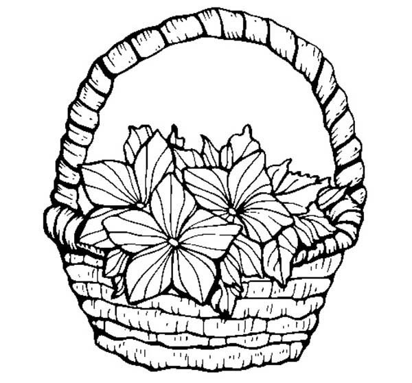 Pretty Classical Basket of Flowers Coloring Pages: Pretty ...