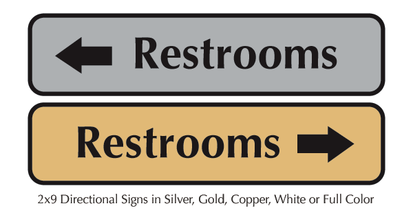 Restroom and bathroom directional door signs | Metal Restroom Signs