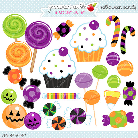 Halloween Candy Cute Digital Clipart by JWIllustrations on Etsy