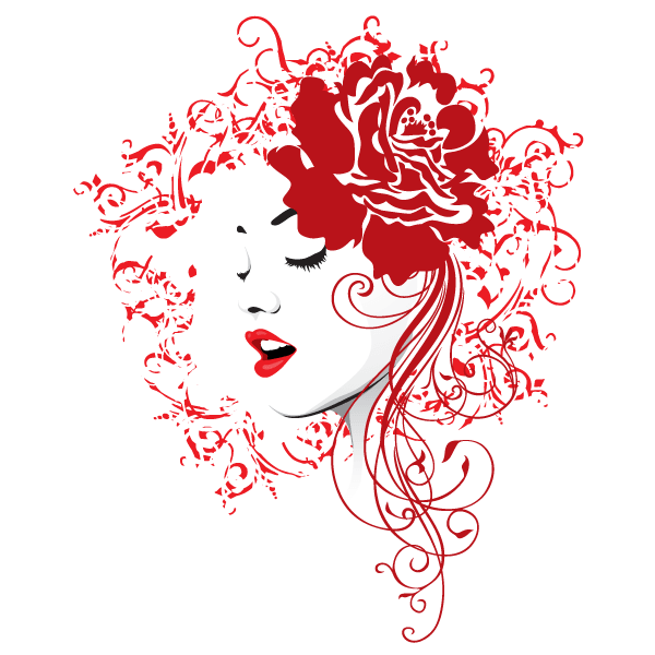 Girl Face with Red Rose and Floral Hair Vector Image | 123Freevectors