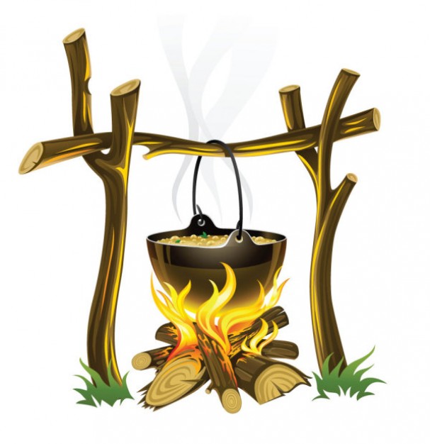 Campfire With A Pot (.eps) - Cartoon vector #30395 | Download Free ...