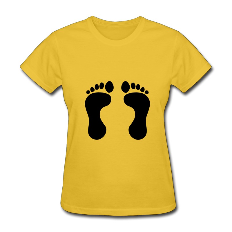 Cotton Girl's Teeshirt Stick Figure Of Feet Design Own O Neck T ...