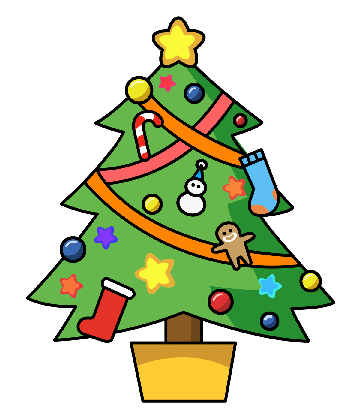 Xmas Stuff For > Cartoon Christmas Tree Outline