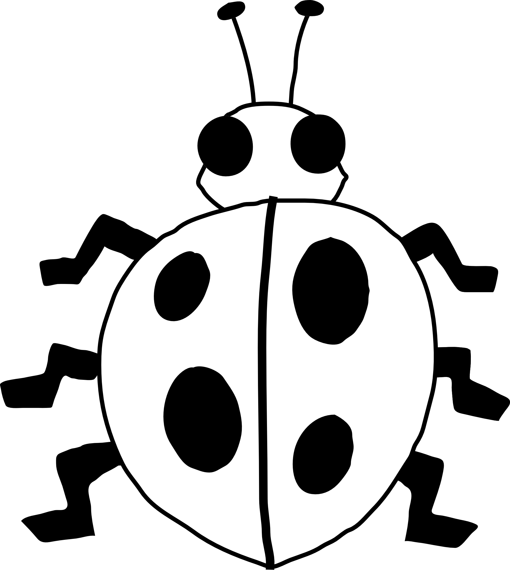 ladybug 21 black white line art flower scalable vector graphics ...