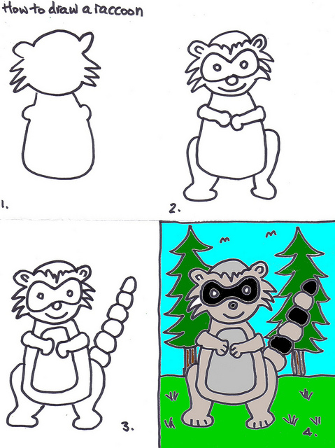 art for kids: how to draw a raccoon | Stushie Art