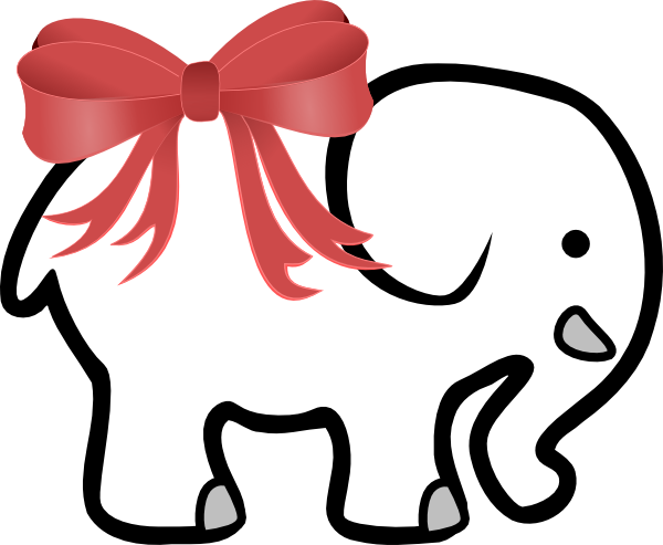 White Elephant With Red Bow clip art - vector clip art online ...