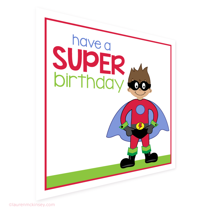 complete collection{superhero birthday gift tags and card ...