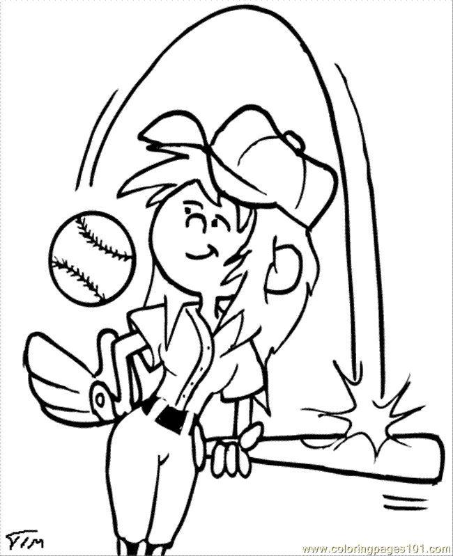 Coloring Pages Softball Girl (Sports > Baseball) - free printable ...