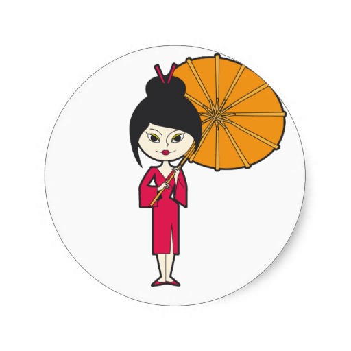 Geisha With Parasol Stickers, Geisha With Parasol Sticker Designs