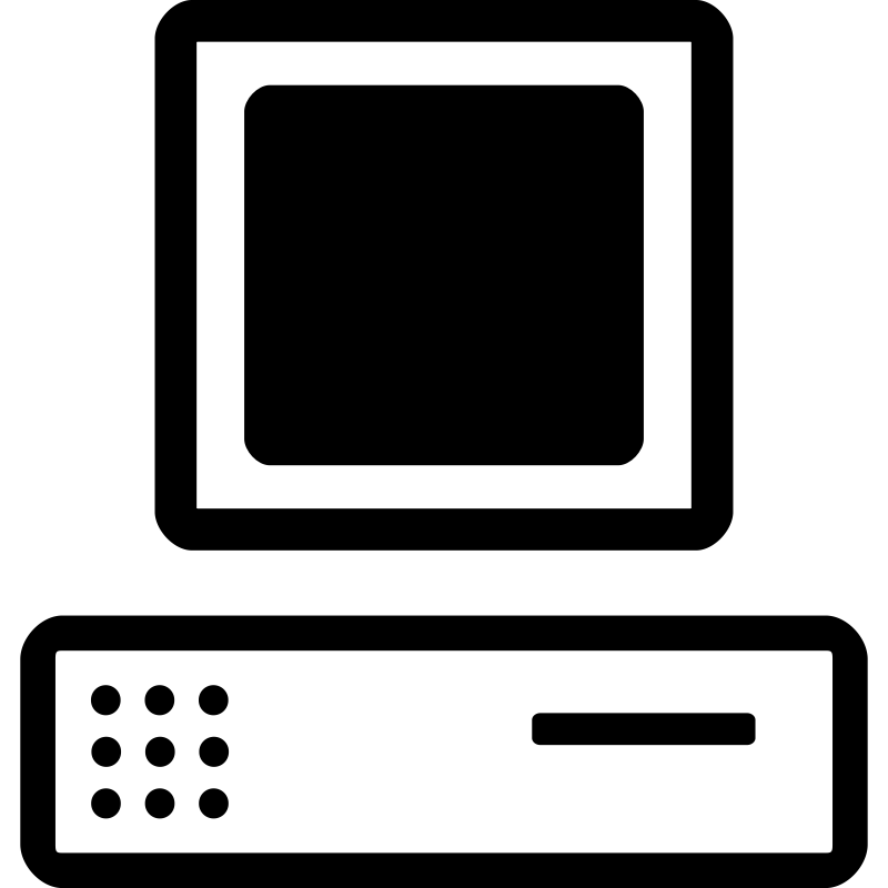 Clipart - B&W cartoon computer (base + monitor)