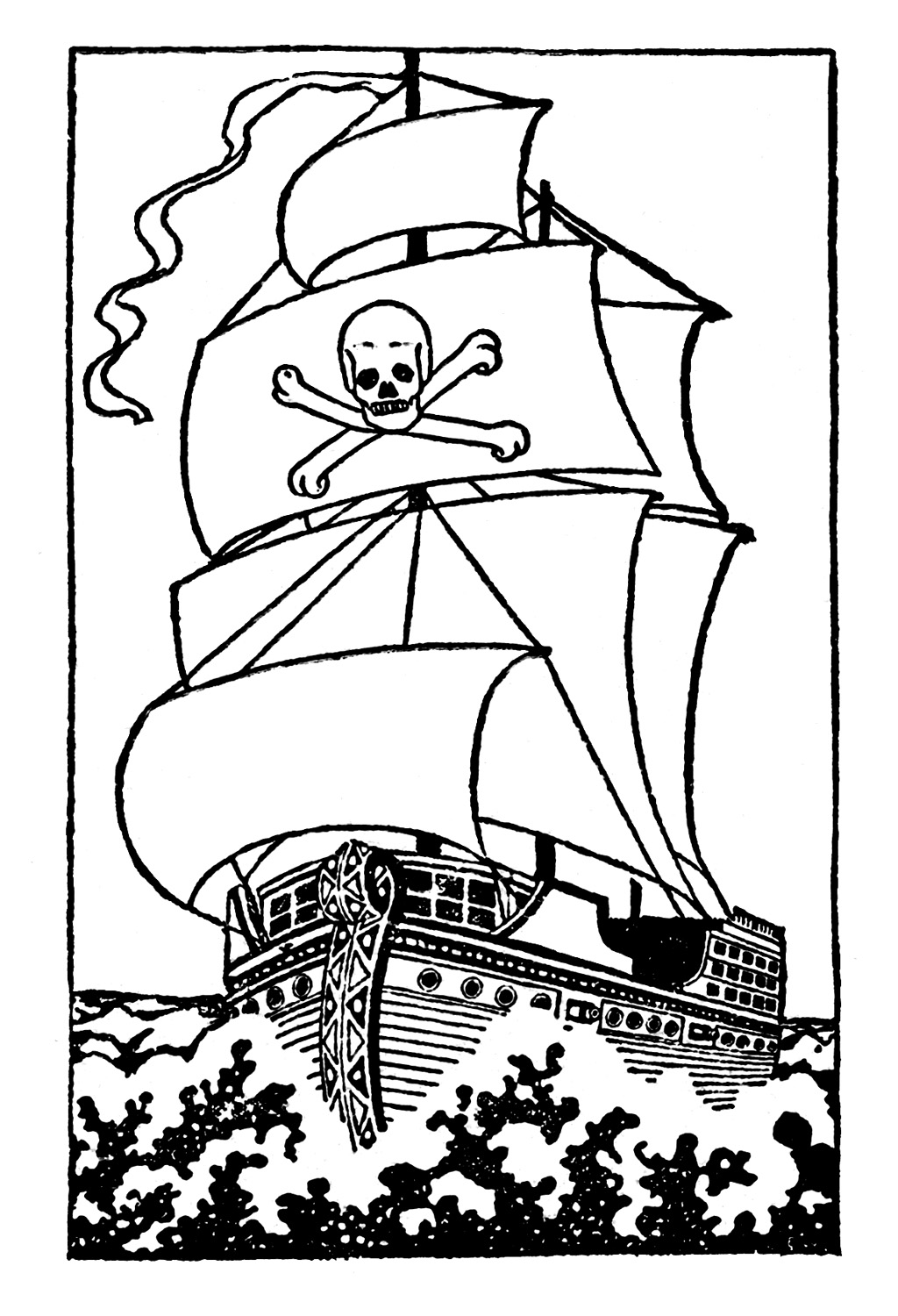 Black and White Clip Art - Pirate Ship - The Graphics Fairy