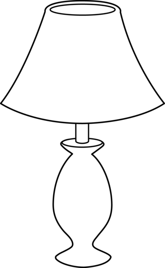 Black and White Lamp Line Art - Free Clip Art