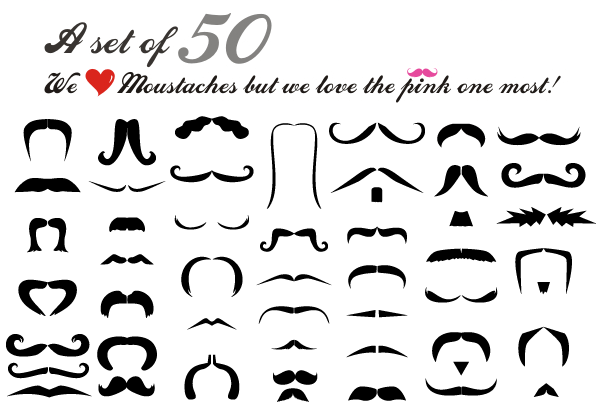 Moustache Free Illustrator Vector Pack | Moustache Vector Graphics ...