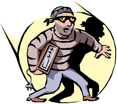 Cartoon representation of a burglar leaving the crime scene ...