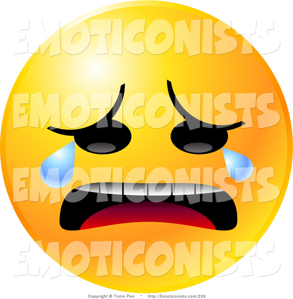Clip Art of a Yellow Emoticon Face Crying Blue Tears of Sadness ...