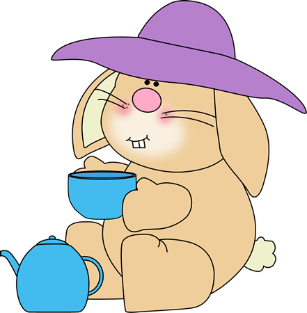 Bunny Having Tea Clip Art - Bunny Having Tea Image