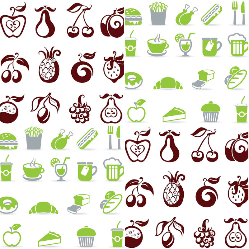 Food and fruit icons vector | Vector Graphics & Vector Illustrations