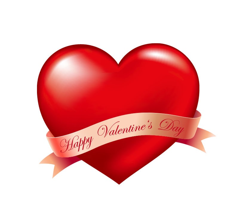 Red Heart and Ribbon Valentines Day Vector Illustration | Free ...