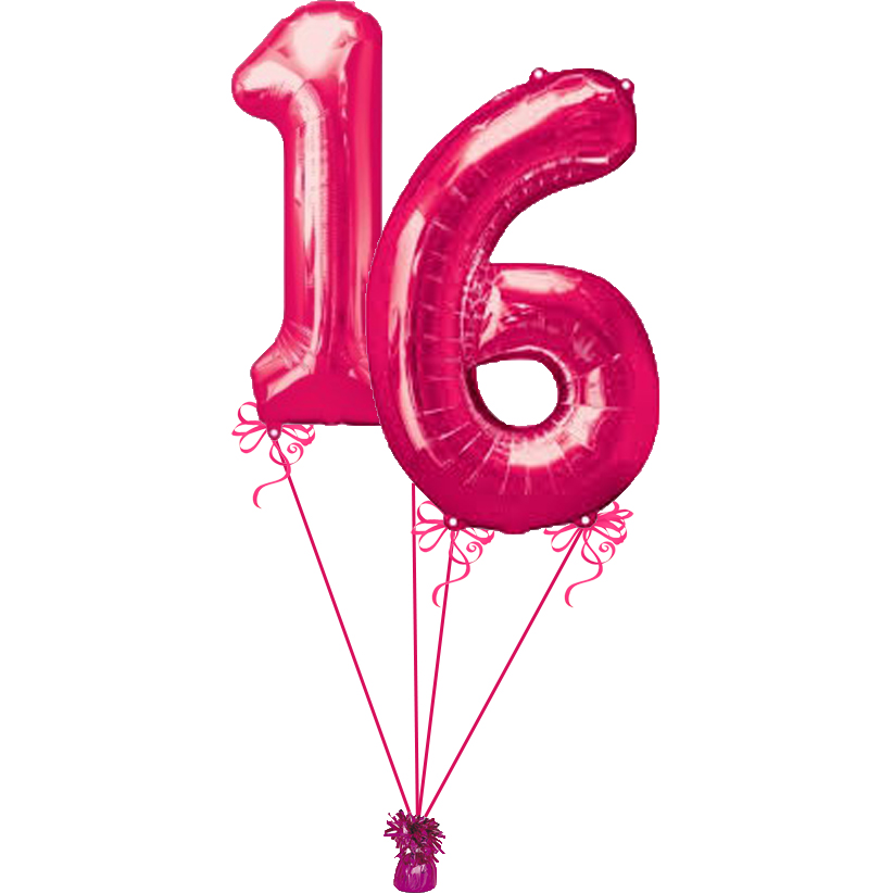 16th Birthday Giant Numbers Bunch Pink - Magic Balloons
