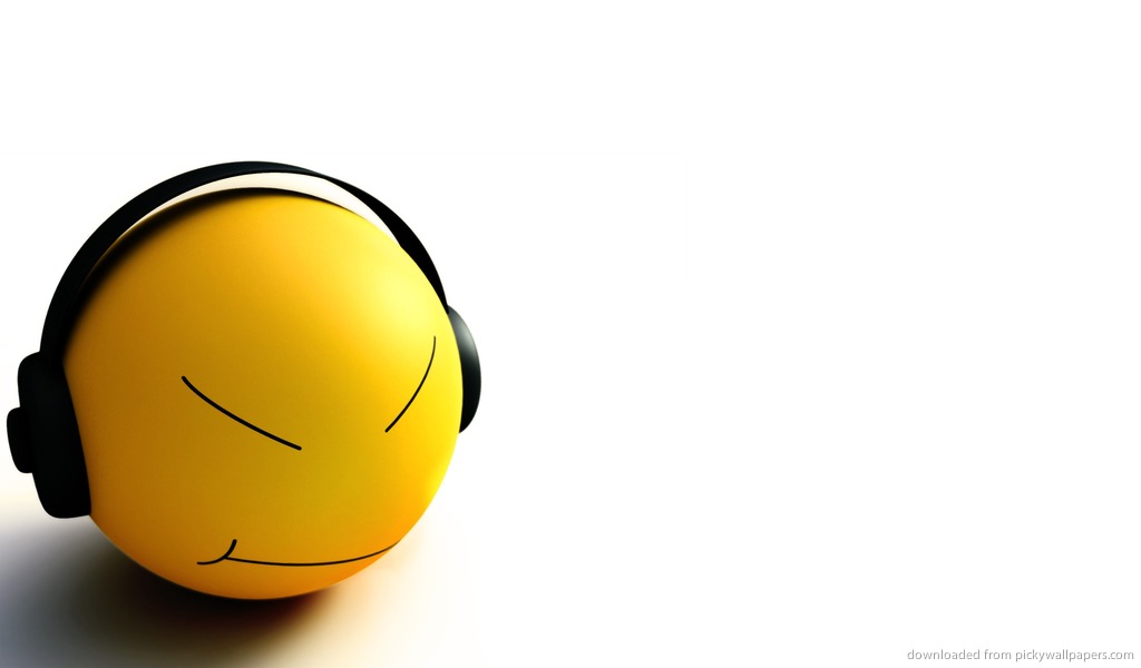 Download 1024x600 Smiley Listening To Music Wallpaper