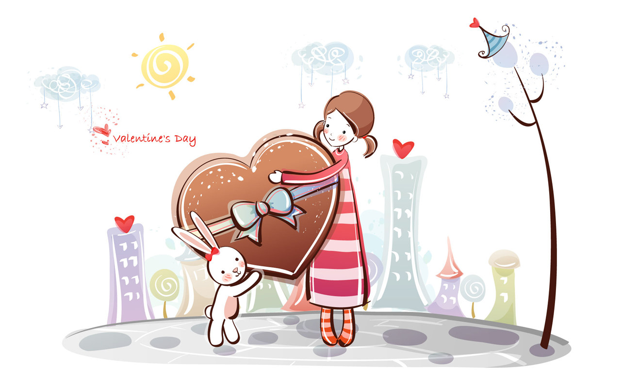 Valentine's day Wallpaper - Valentine's Day Cartoon - Valentine's ...