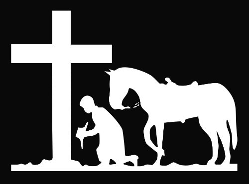 Amazon.com: Cowboy Praying Cross with Horse Religious Vinyl Decal ...
