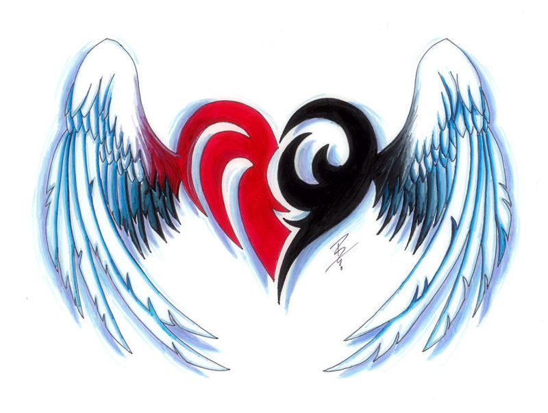 Tribal Heart With Wings Tattoo Design | Tattoobite.com