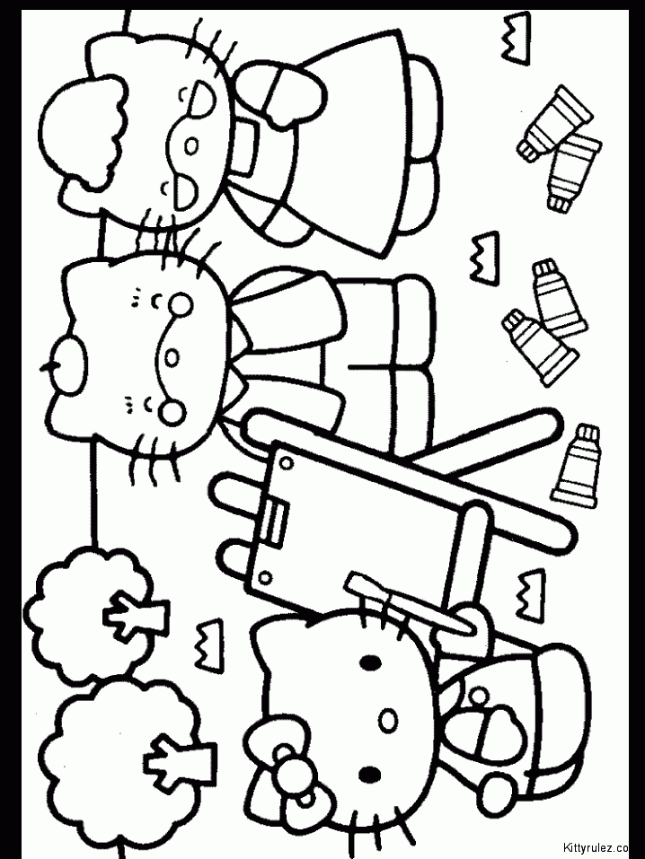 hello kitty colouring pages free
