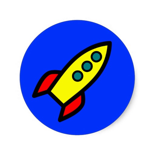 Cartoon Rocket Ship Round Stickers | Zazzle