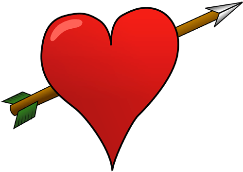Free Red Heart with Cupid's Arrow Clip Art
