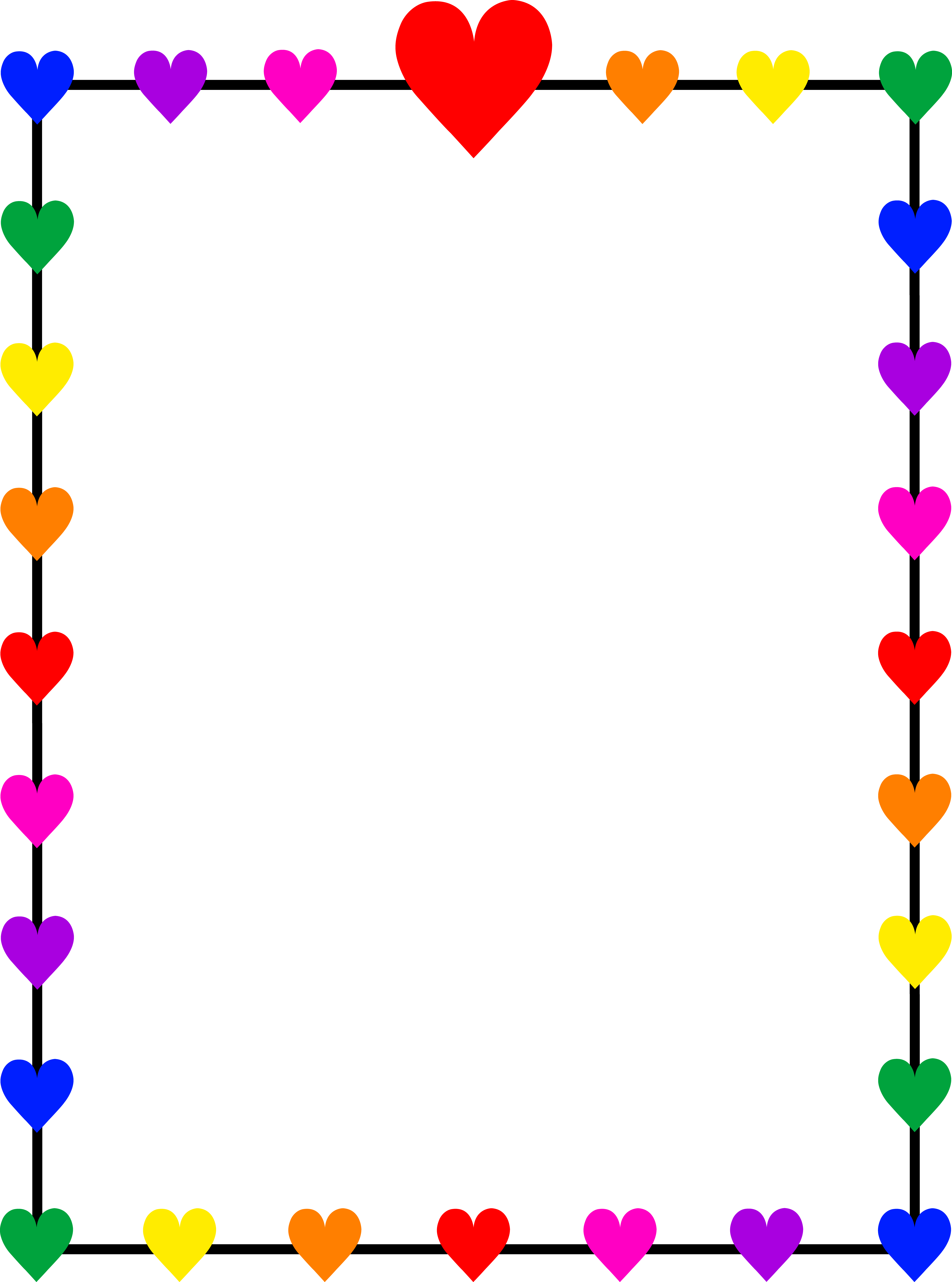 Rainbow Hearts Border Frame - Free Clip Art