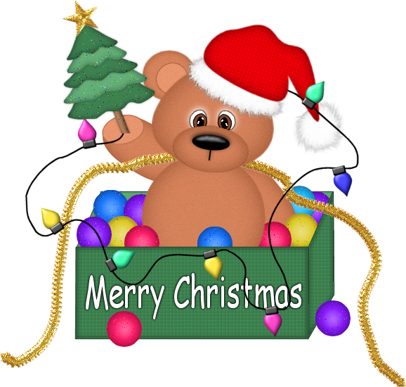 Christmas Bear with Lights PNG Clipart