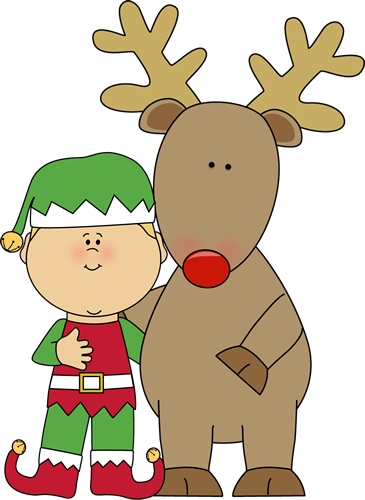 Elf and Reindeer Clip Art - Elf and Reindeer Image