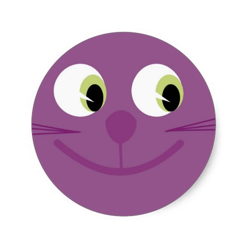 Cute smiling purple cartoon cat stickers | Zazzle