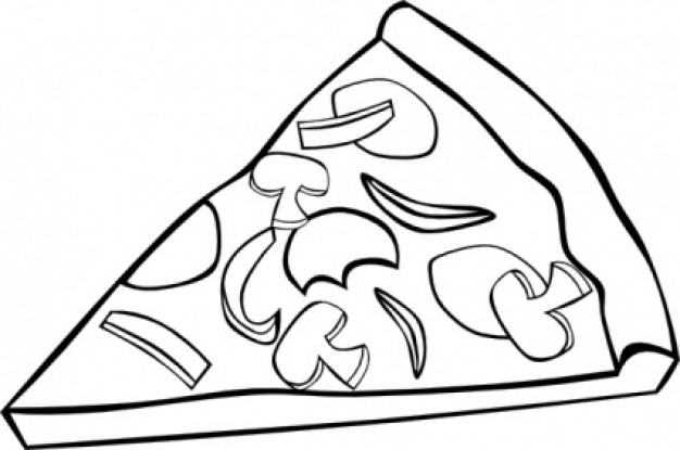Pepperoni Pizza Slice (b And W) clip art Vector | Free Download