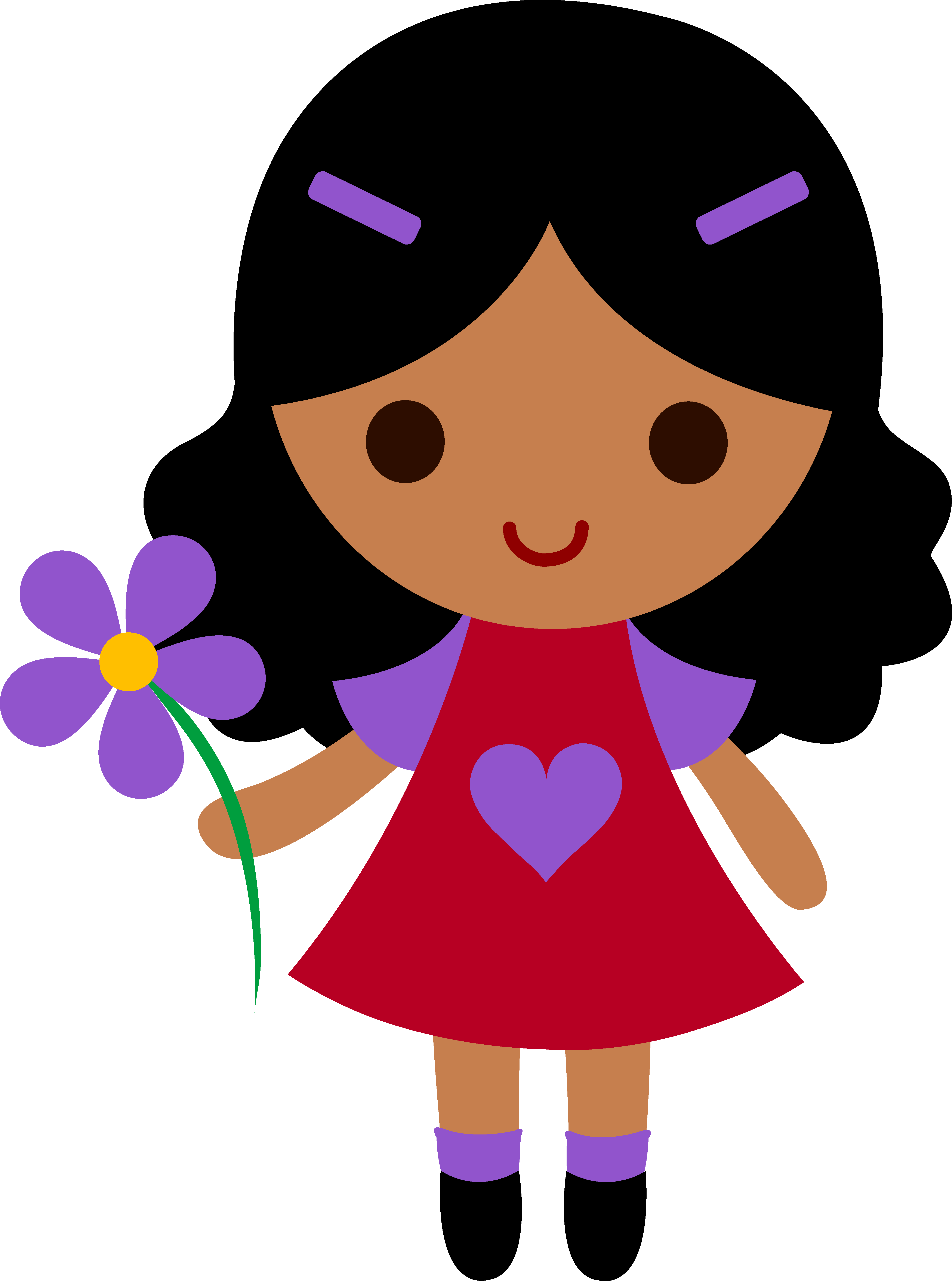 Clipart Girl Holding Flower