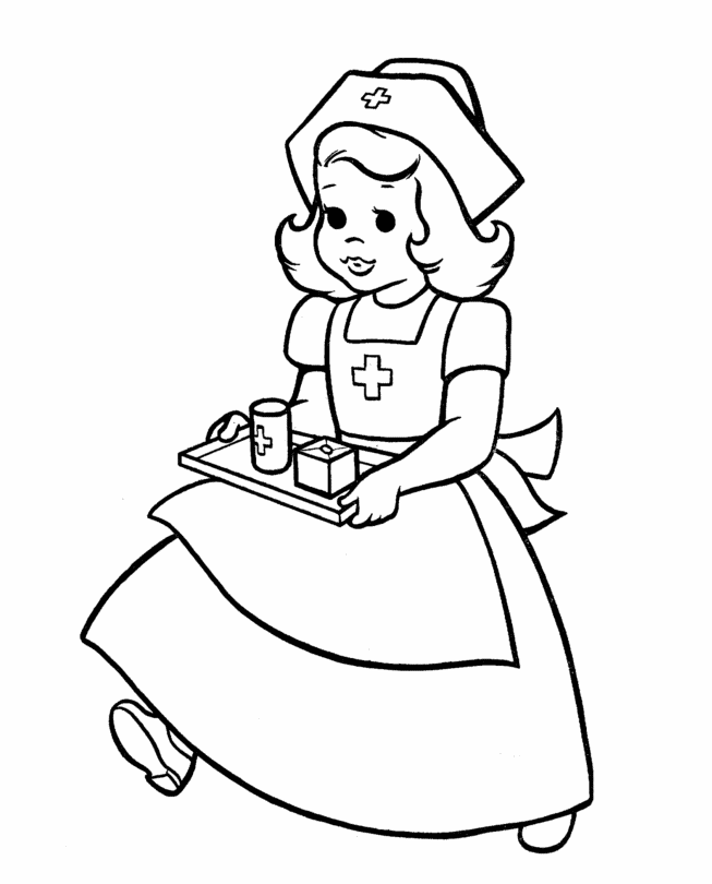 Nurse Coloring Sheet - Doctor Day Coloring Pages : iKids Coloring ...