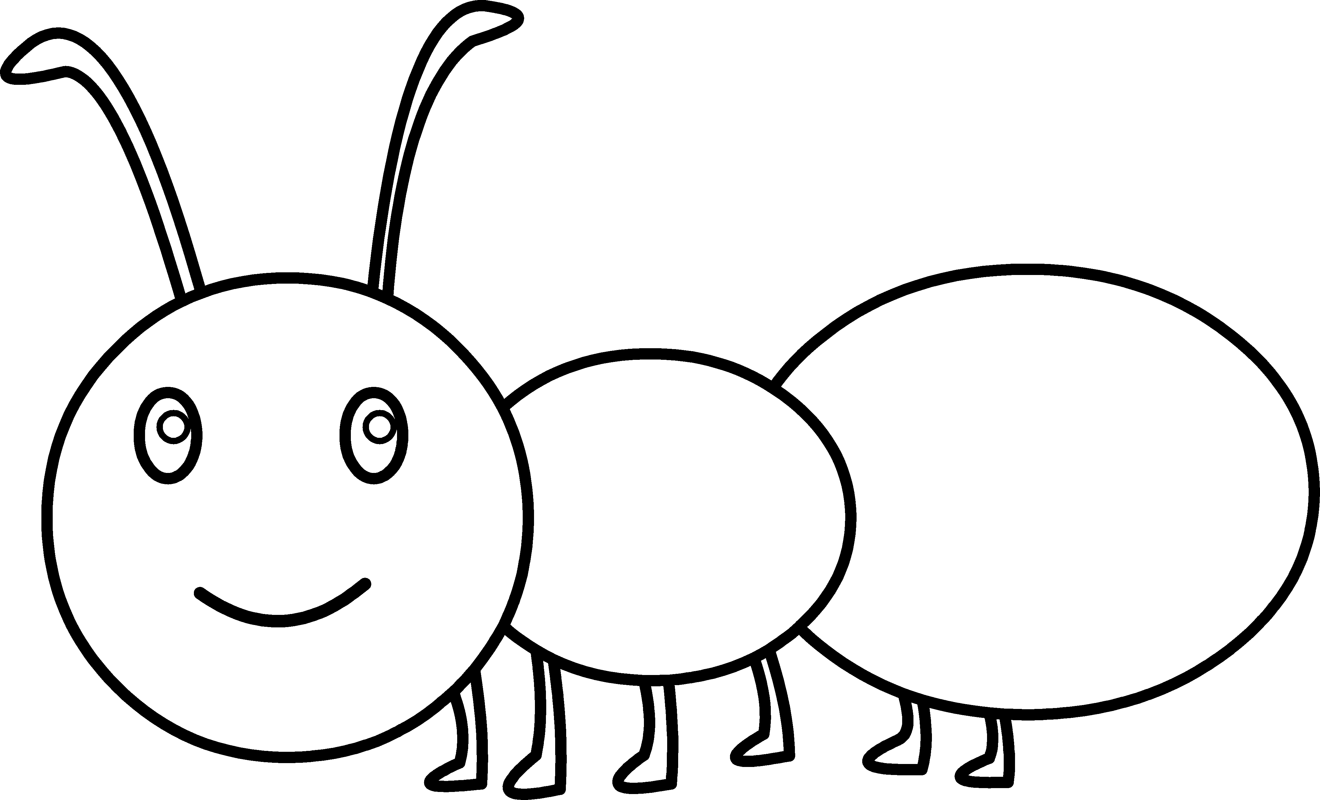 Cute Ant Coloring Page - Free Clip Art