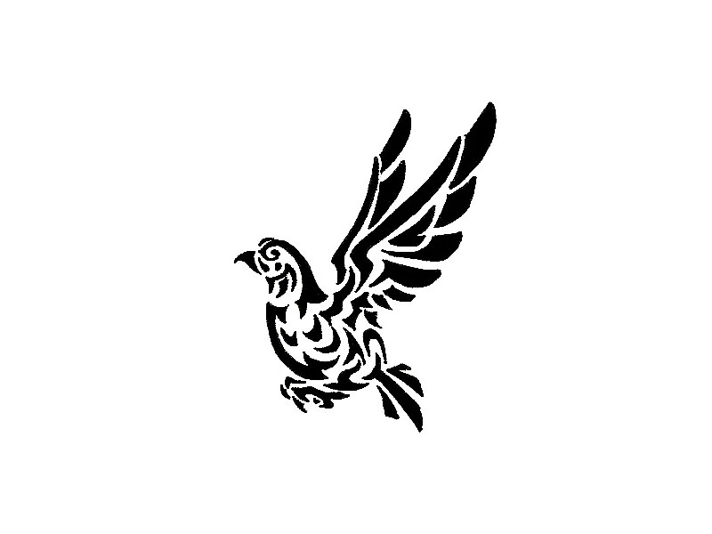 Free designs - Black tribal flying pigeon tattoo wallpaper