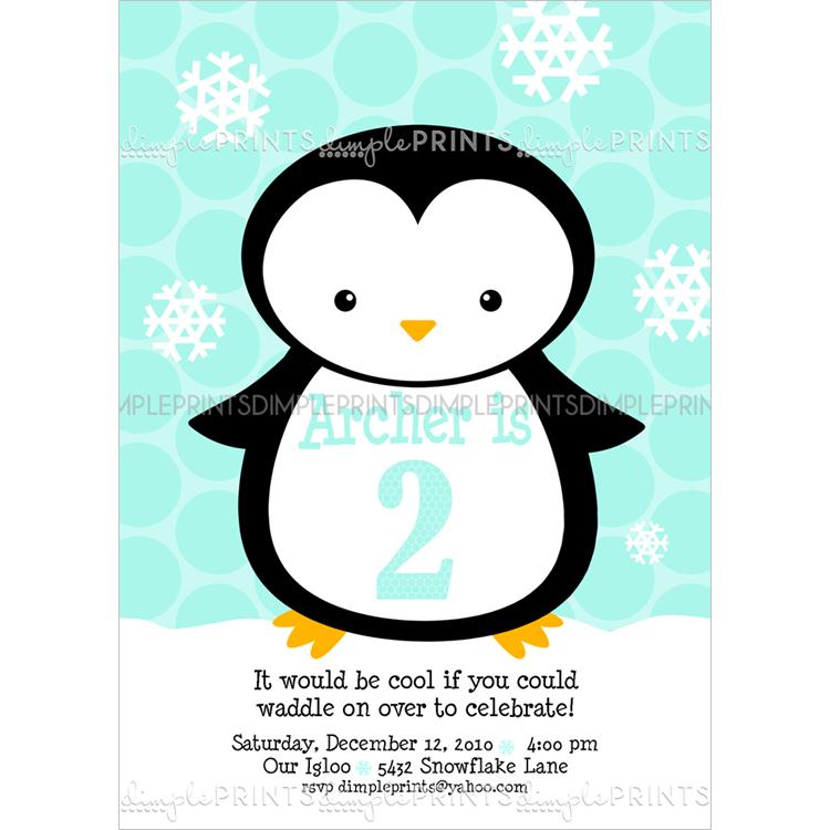 Penguin Boy Printable Birthday Invitation - Dimple Prints Shop