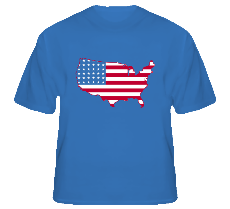 America Flag USA Map Outline Stars And Stripes T Shirt
