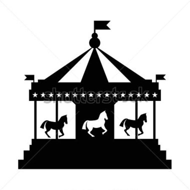 Merry Go Round Black and White Silhouette stock vector - Clipart.me