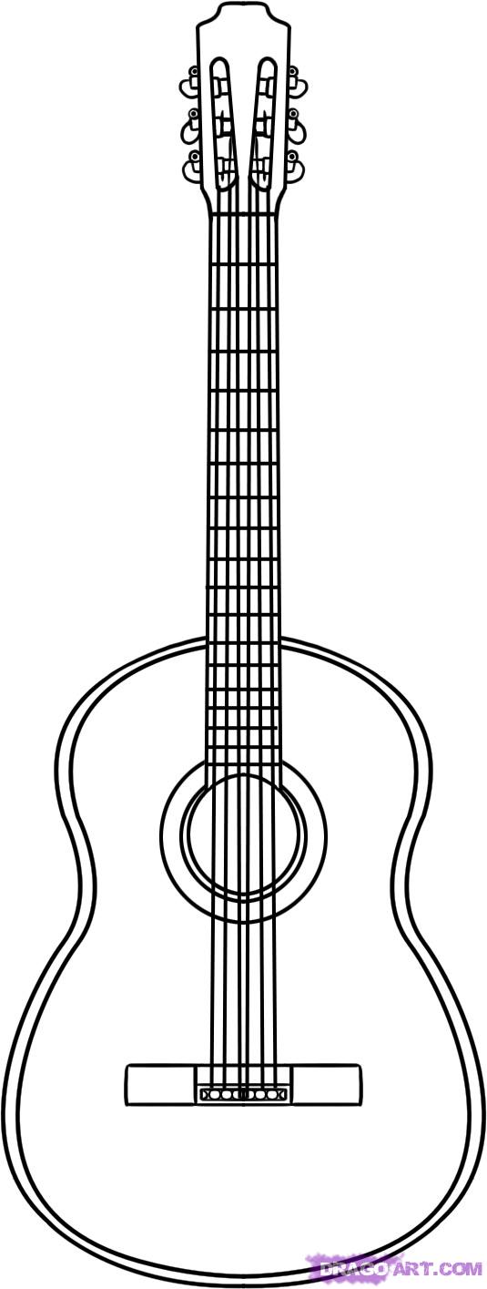 How To Draw A Guitar, Step by Step, String, Musical Instruments ...