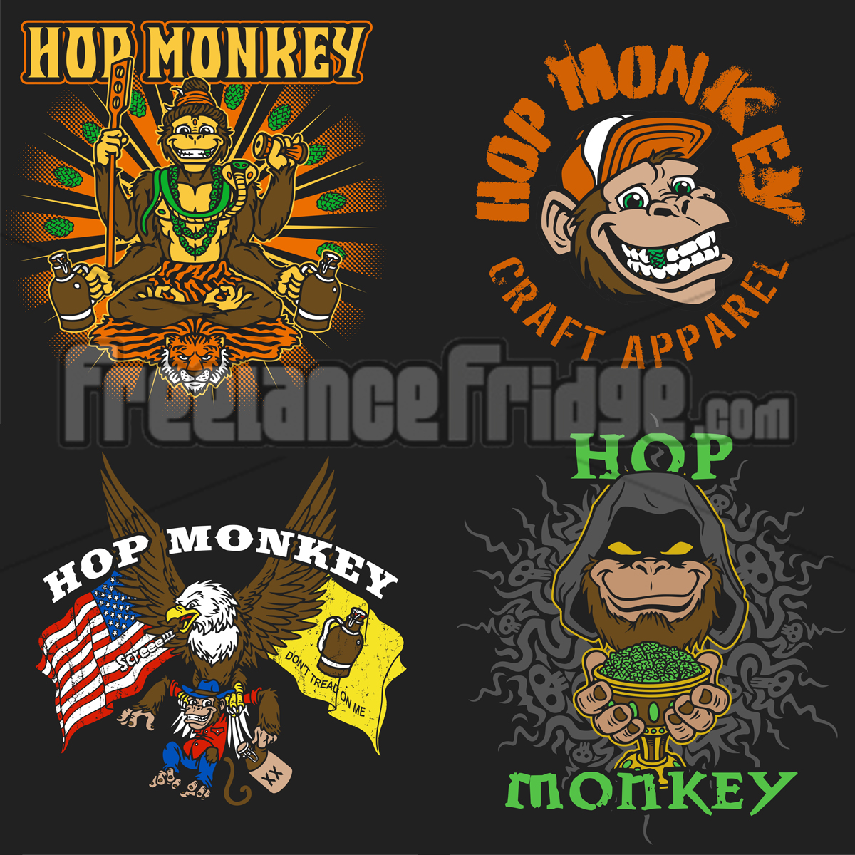 Cartoon Beer Monkey T-shirt Designs : Freelance Fridge ...