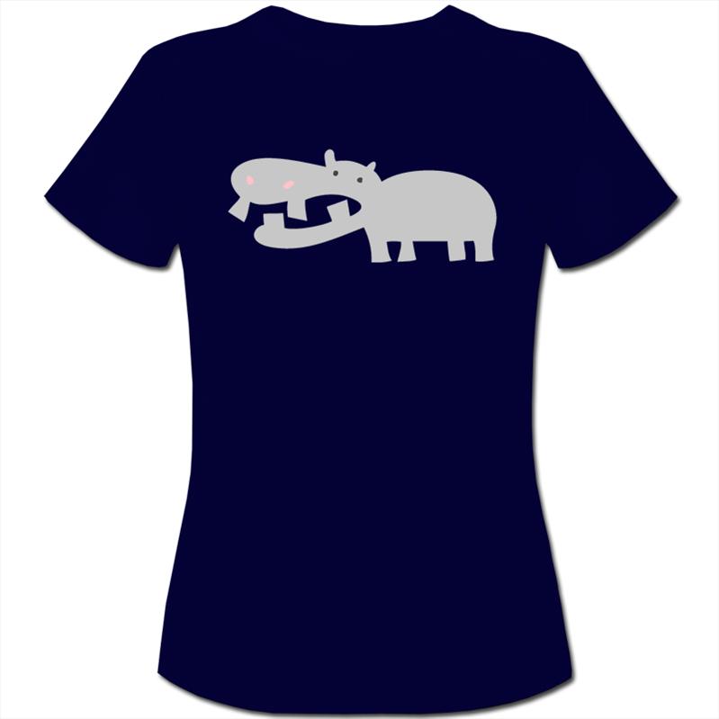 African Grey Yawning Hippo Cartoon Womens Ladies T Shirt | eBay