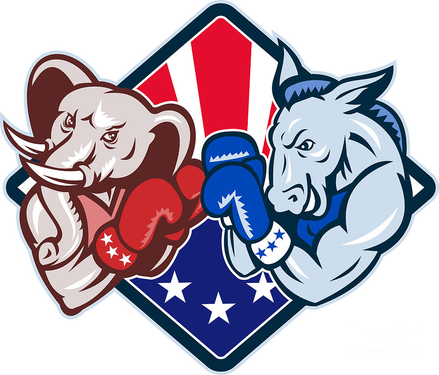 Democrat Donkey Republican Elephant Mascot Boxing by Aloysius ...