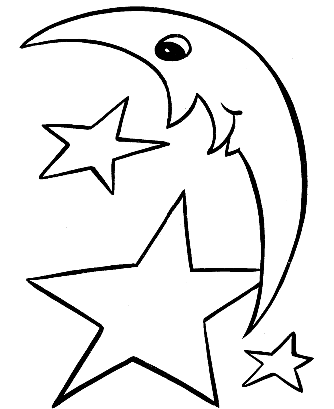 Star And Moon Shape Coloring Pages Free: Star And Moon Shape ...